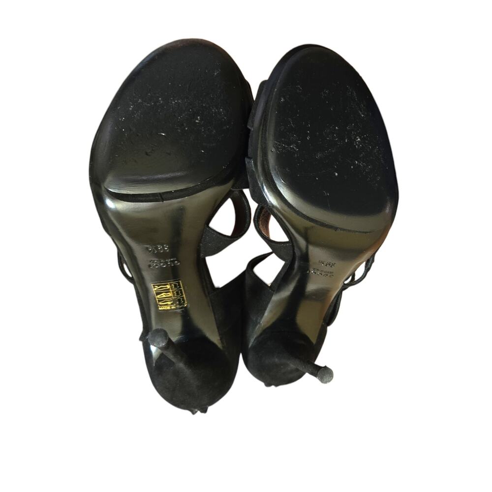 Gucci Black Crystal Embellished Suede Rachel Strappy Sandals IT 39.5 / US 9.5 - Picture 6 of 11